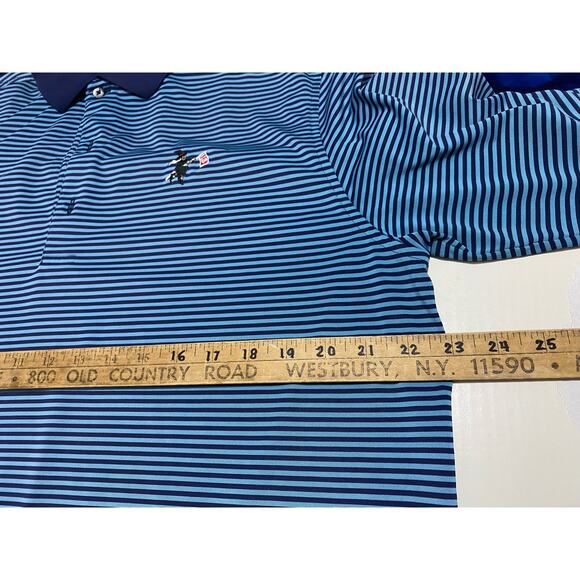 Donald Ross Polo Witch on Broom Embroidery Medium Blue stripe 100% polyester - Picture 4 of 9